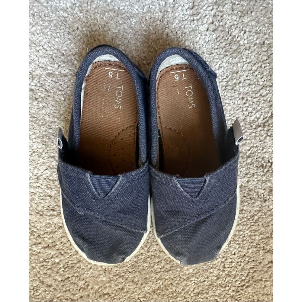 TOMS Alpargata Canvas Navy Blue Shoes - Toddler 5